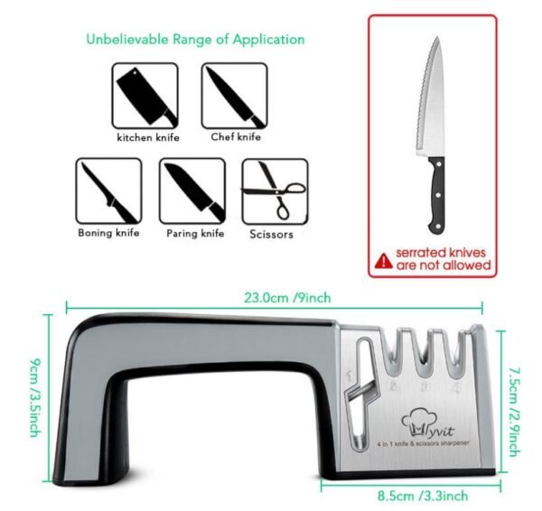 A Four-in-one knife and scissor Sharpener